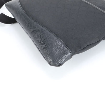 Gucci GG Nylon Leather Shoulder Bag Crossbody Messenger 374411 Black A4 Mens