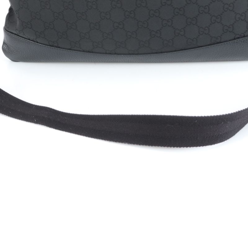 Gucci GG Nylon Leather Shoulder Bag Crossbody Messenger 374411 Black A4 Mens