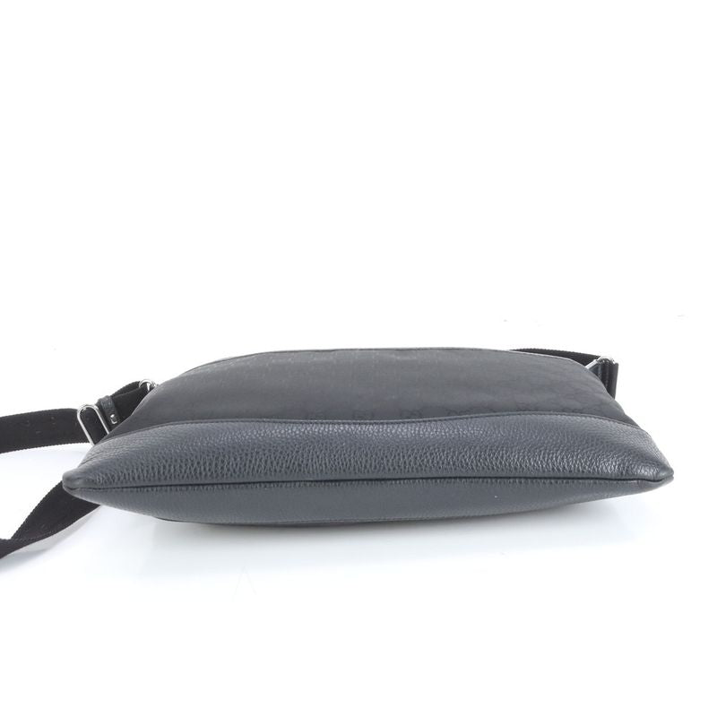 Gucci GG Nylon Leather Shoulder Bag Crossbody Messenger 374411 Black A4 Mens