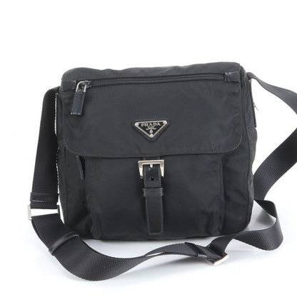 Prada Tessuto Nylon Triangle Logo Leather Shoulder Bag Crossbody Messenger