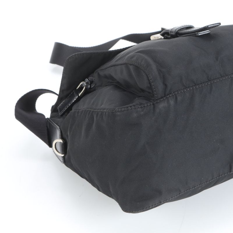 Prada Tessuto Nylon Triangle Logo Leather Shoulder Bag Crossbody Messenger