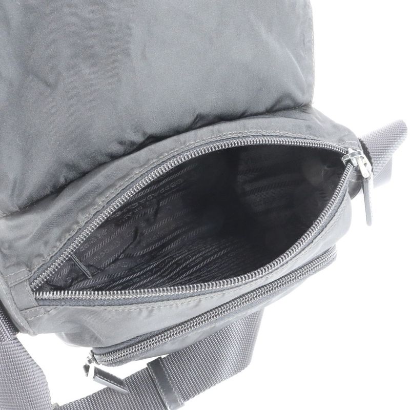 Prada Tessuto Nylon Triangle Logo Leather Shoulder Bag Crossbody Messenger