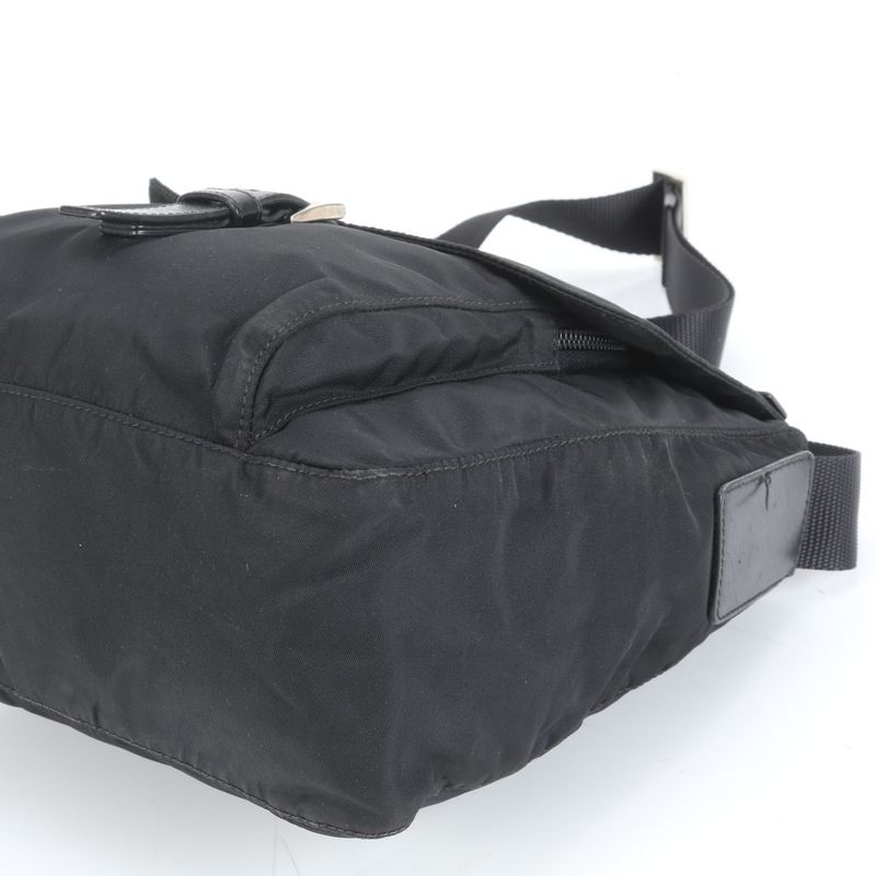 Prada Tessuto Nylon Triangle Logo Leather Shoulder Bag Crossbody Messenger