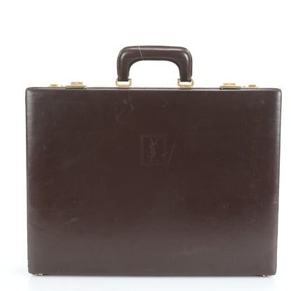 YSL Yves Saint Laurent Leather Trunk Hard Case Document Bag Business Briefcase