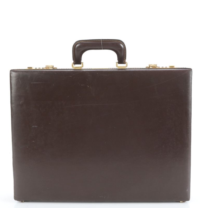 YSL Yves Saint Laurent Leather Trunk Hard Case Document Bag Business Briefcase