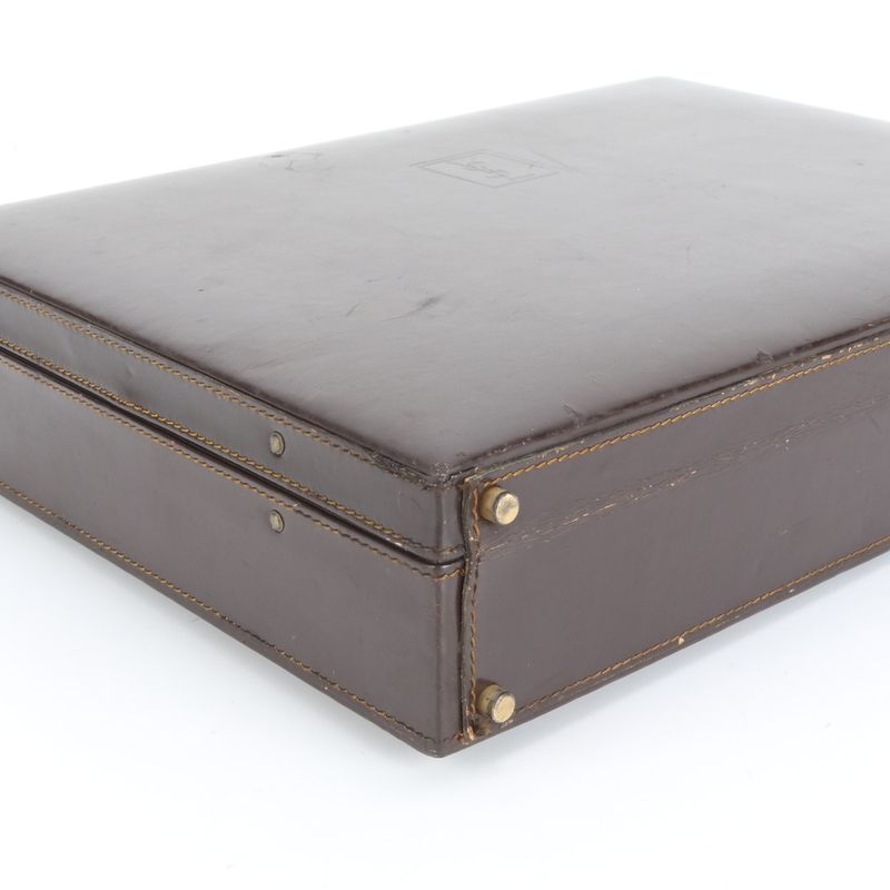 YSL Yves Saint Laurent Leather Trunk Hard Case Document Bag Business Briefcase