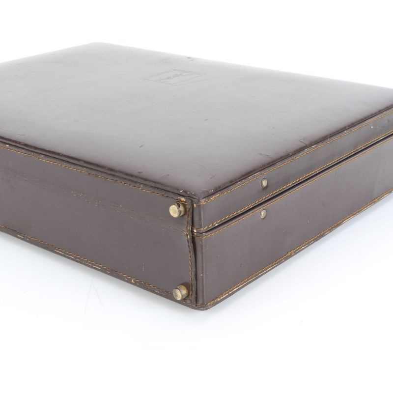 YSL Yves Saint Laurent Leather Trunk Hard Case Document Bag Business Briefcase