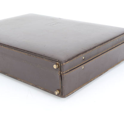 YSL Yves Saint Laurent Leather Trunk Hard Case Document Bag Business Briefcase