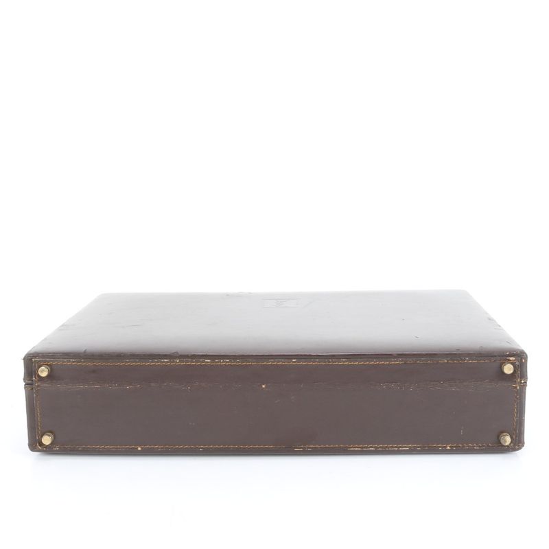 YSL Yves Saint Laurent Leather Trunk Hard Case Document Bag Business Briefcase