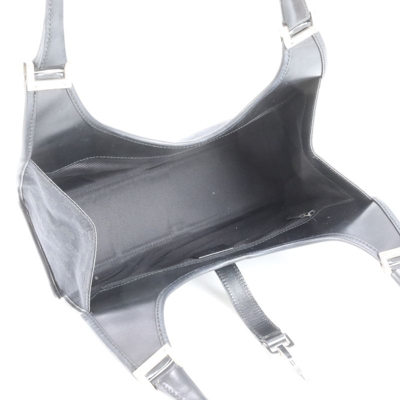 Gucci GG Canvas Jackie Leather Tote Bag Shoulder 002 1067 Black Hand Women's