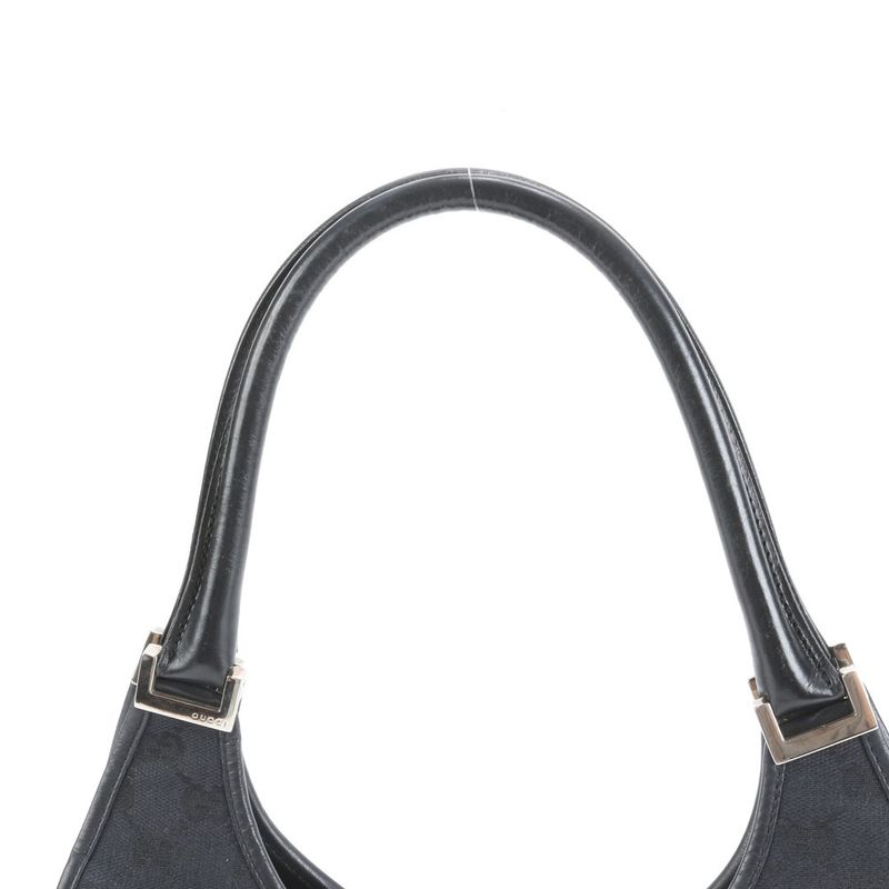 Gucci GG Canvas Jackie Leather Tote Bag Shoulder 002 1067 Black Hand Women's