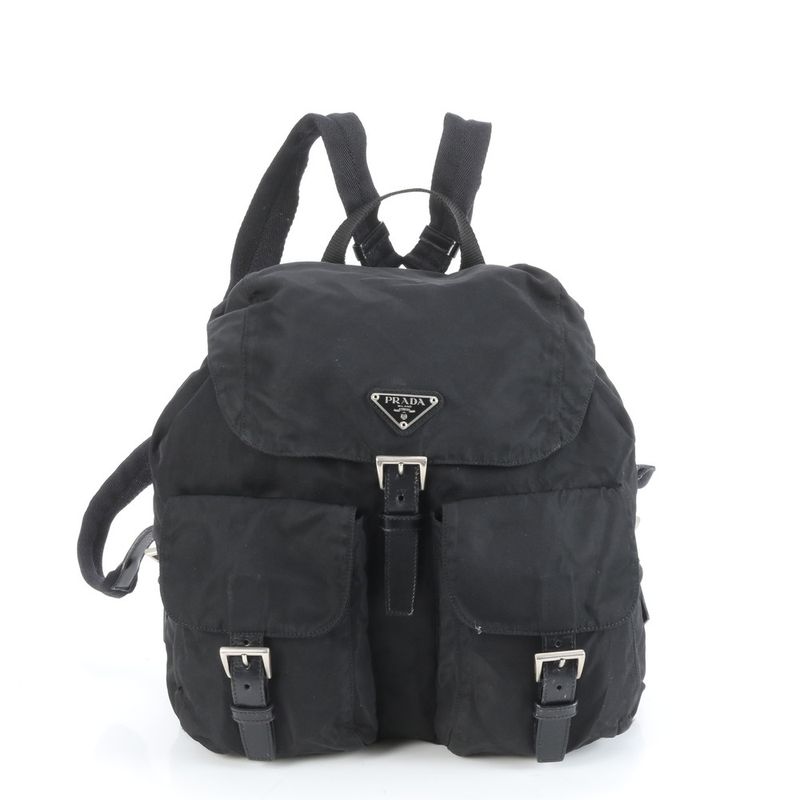 Prada Tessuto Nylon Triangle Logo Leather Backpack Sac Backpack Women RCE Db48-