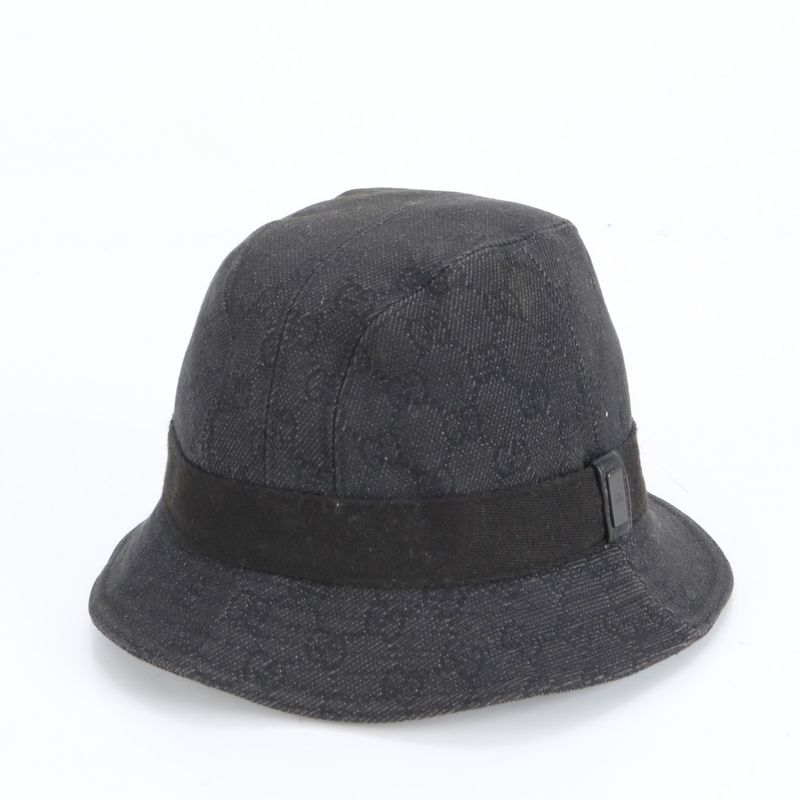 Gucci GG Canvas Bucket Hat Bucket Hat Black Leather Hat Fashion Men's RCE Db64-2