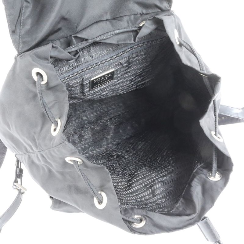 Prada Authenticity With Card Tessuto Nylon Triangle Logo Leather Backpack Sac
