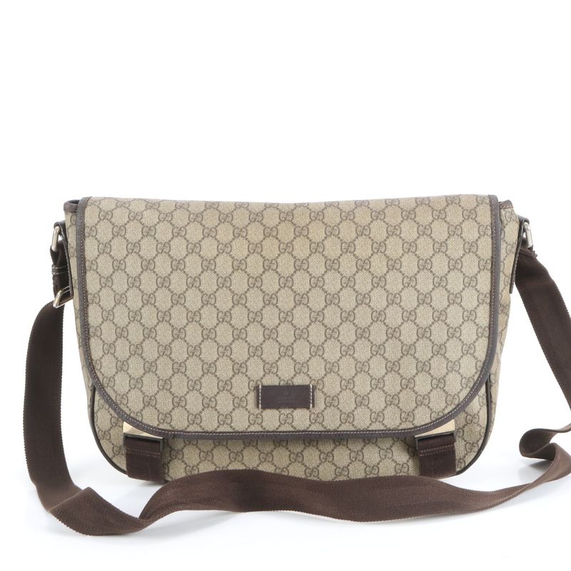 Gucci GG Supreme Leather Shoulder Bag Crossbody Messenger 201725 Brown Genuine