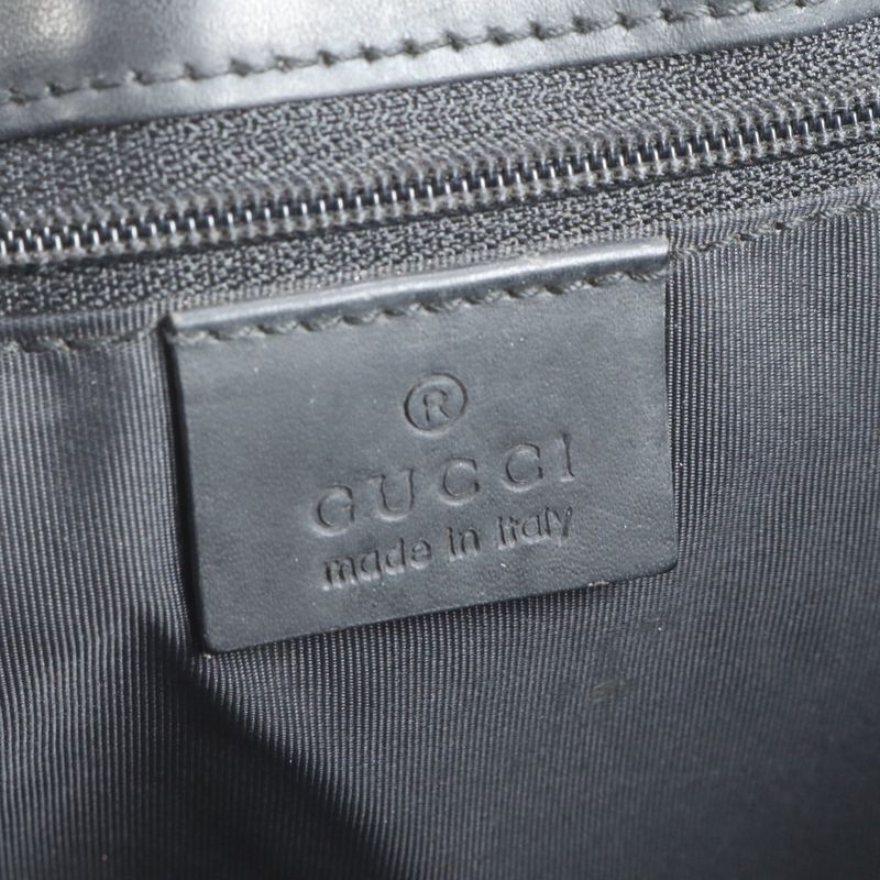 Gucci GG Canvas 31243 Leather Tote Bag Shoulder Black Silver Hardware Women's