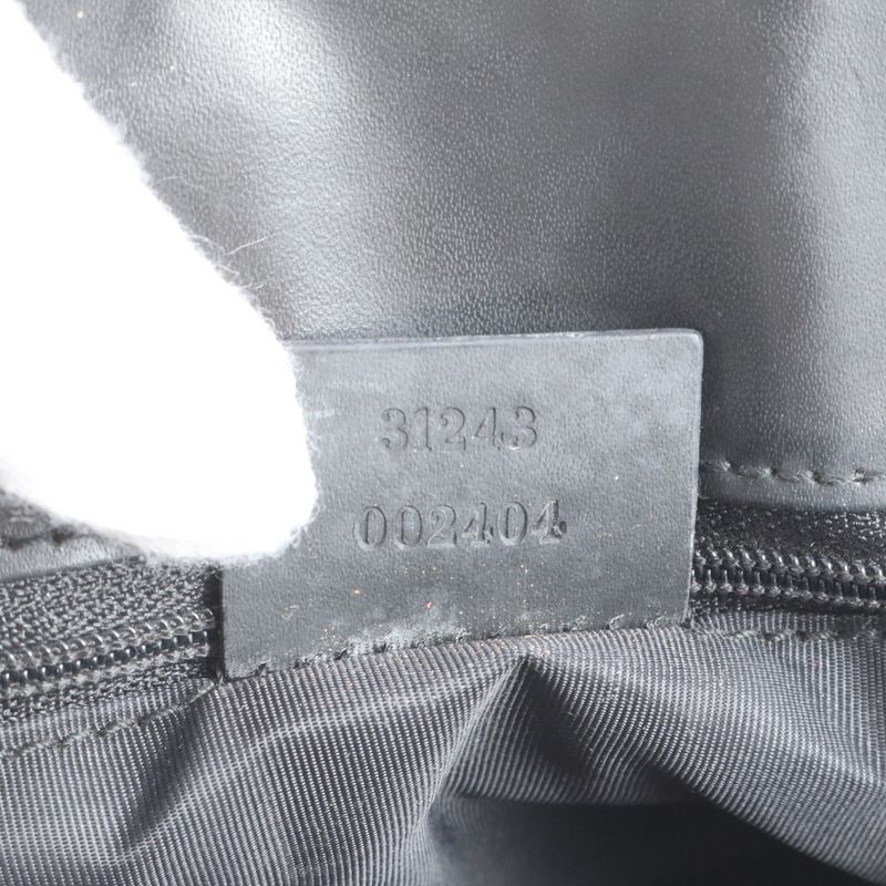 Gucci GG Canvas 31243 Leather Tote Bag Shoulder Black Silver Hardware Women's