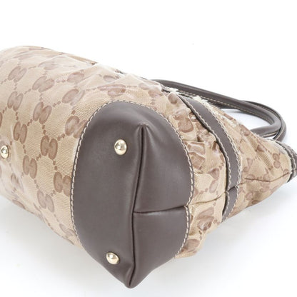 Gucci GG Crystal 223964 Leather Tote Bag Shoulder Brown Gold Hardware Women's