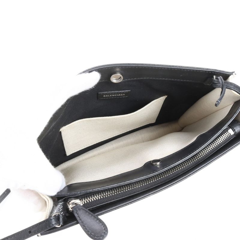 Balenciaga Navy Pochette Leather Shoulder Bag Crossbody Black Women's RCE Db48-7