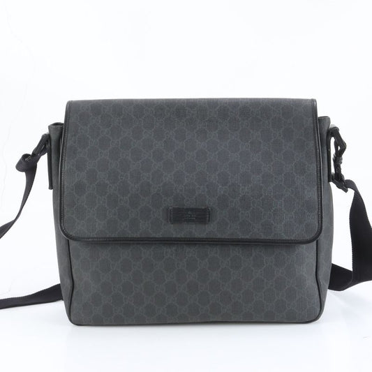 Gucci GG Supreme Leather Shoulder Bag Crossbody Messenger 169935 Black A4 Mens