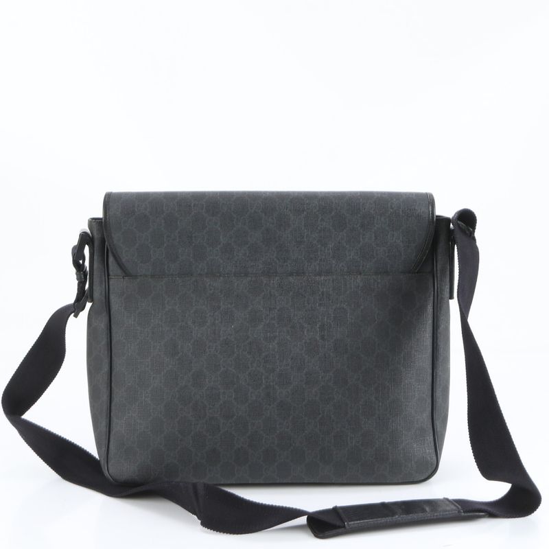 Gucci GG Supreme Leather Shoulder Bag Crossbody Messenger 169935 Black A4 Mens