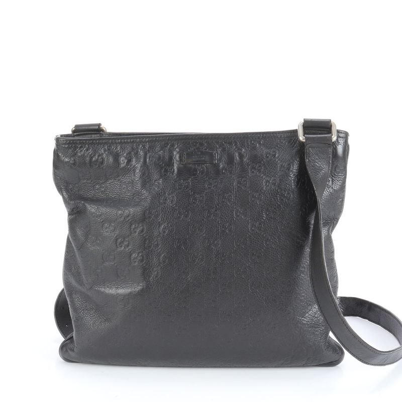 Guccissima Leather Shoulder Bag Crossbody Messenger 201446 Black Genuine