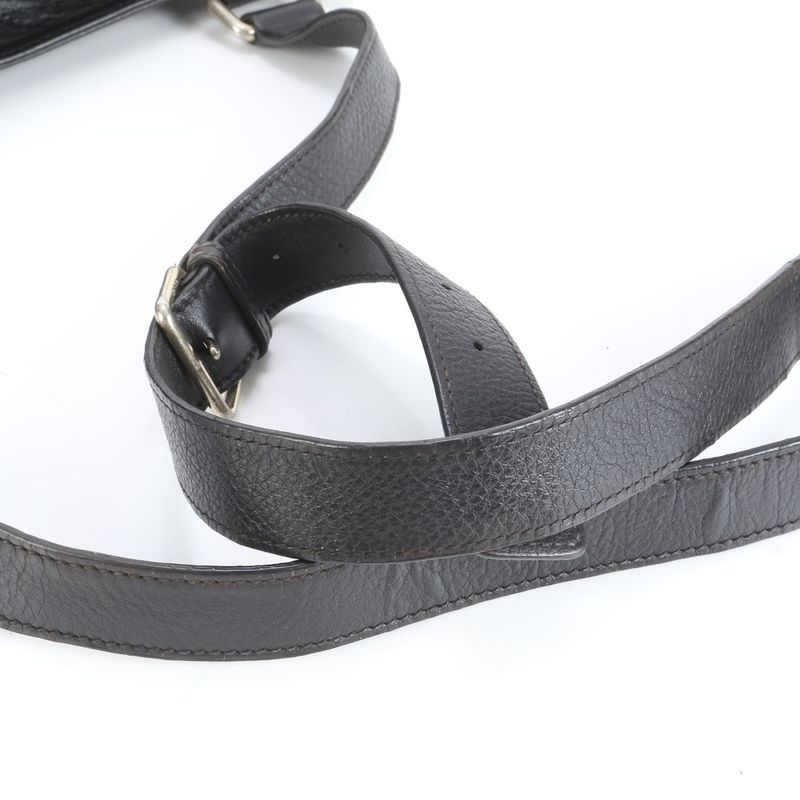 Guccissima Leather Shoulder Bag Crossbody Messenger 201446 Black Genuine