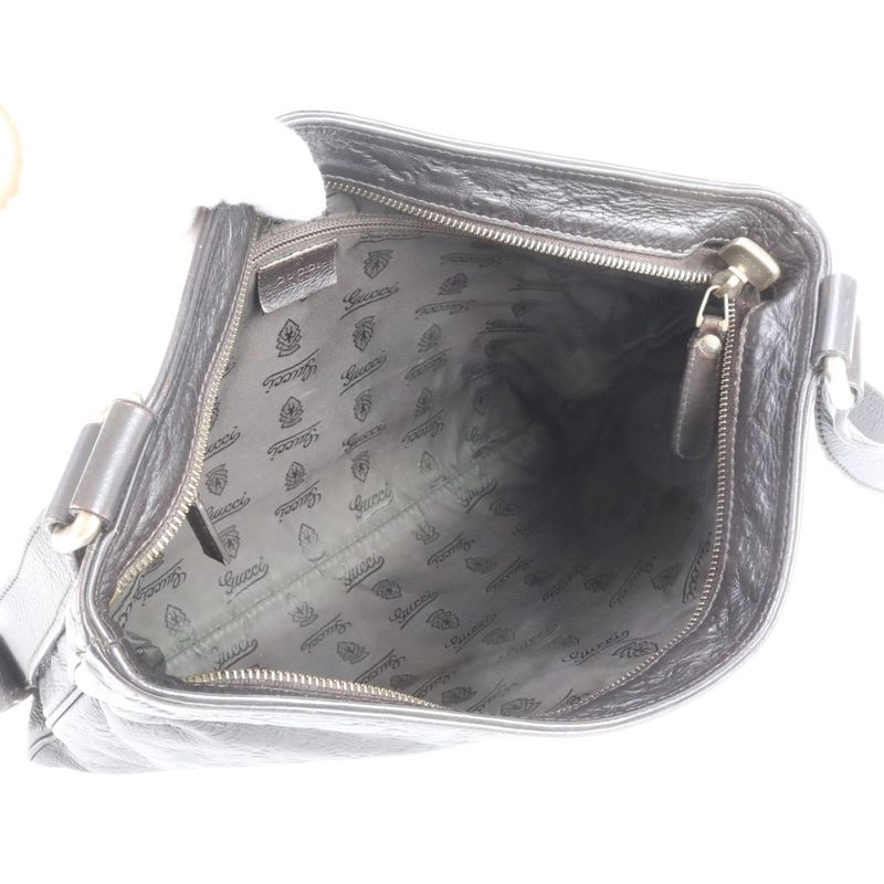 Guccissima Leather Shoulder Bag Crossbody Messenger 201446 Black Genuine