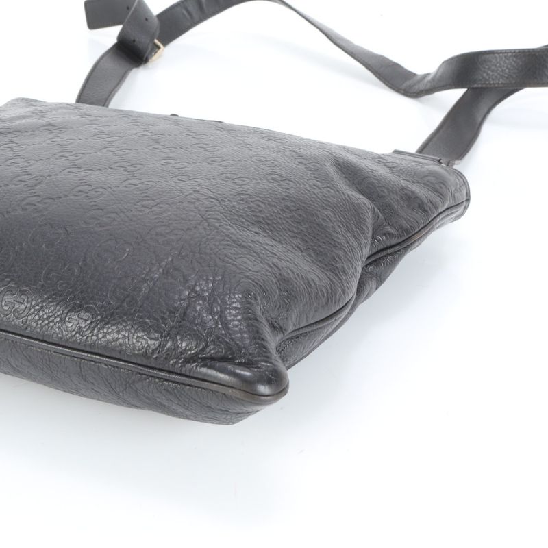 Guccissima Leather Shoulder Bag Crossbody Messenger 201446 Black Genuine