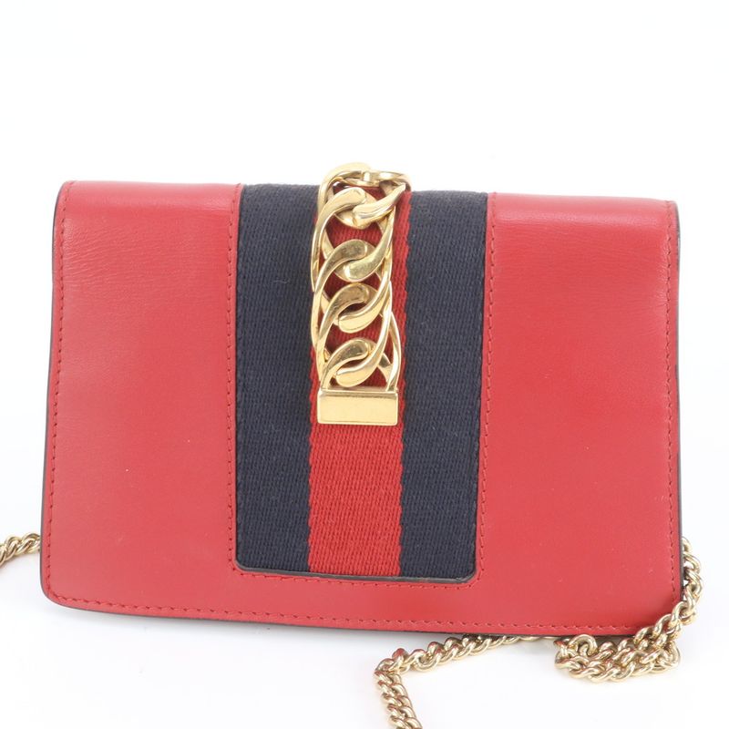 Gucci Sherry Line Sylvie Leather Chain Shoulder Bag Crossbody Women RRE Db60-10