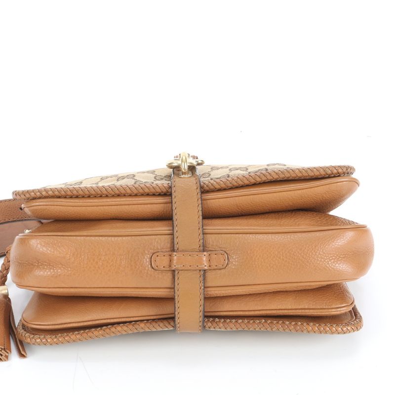 Gucci GG Canvas Marrakesh Fringe 257024 Leather Shoulder Bag Crossbody Women