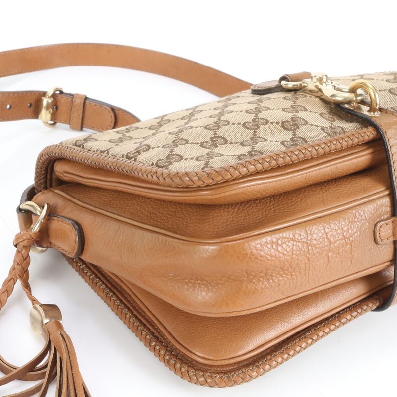 Gucci GG Canvas Marrakesh Fringe 257024 Leather Shoulder Bag Crossbody Women