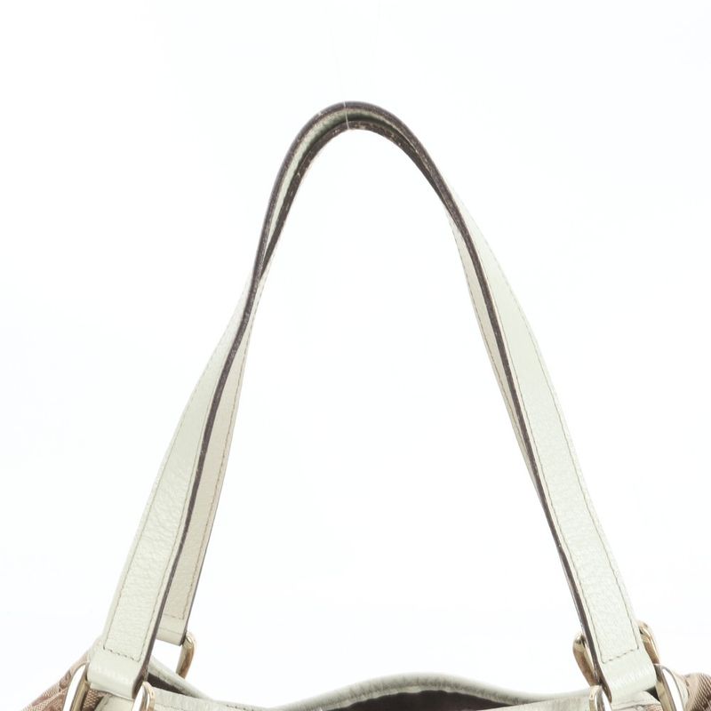 Gucci GG Canvas Abby 130736 Leather Tote Bag Shoulder Gold Hardware Brown