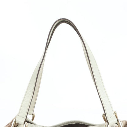 Gucci GG Canvas Abby 130736 Leather Tote Bag Shoulder Gold Hardware Brown