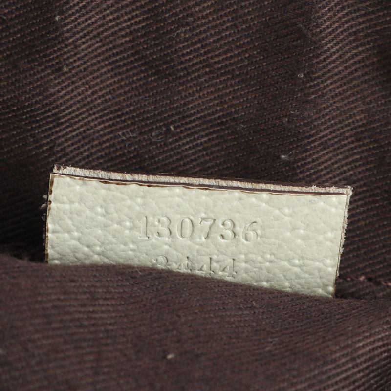 Gucci GG Canvas Abby 130736 Leather Tote Bag Shoulder Gold Hardware Brown