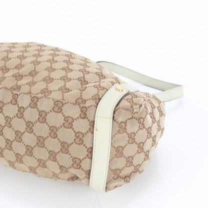 Gucci GG Canvas Abby 130736 Leather Tote Bag Shoulder Gold Hardware Brown