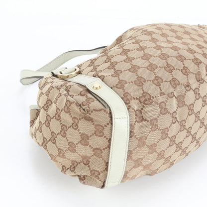 Gucci GG Canvas Abby 130736 Leather Tote Bag Shoulder Gold Hardware Brown