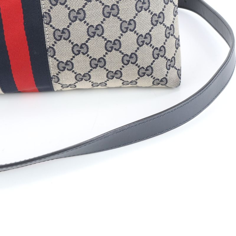 Gucci GG Canvas Sherry Line 388926 Leather Shoulder Bag Crossbody Messenger