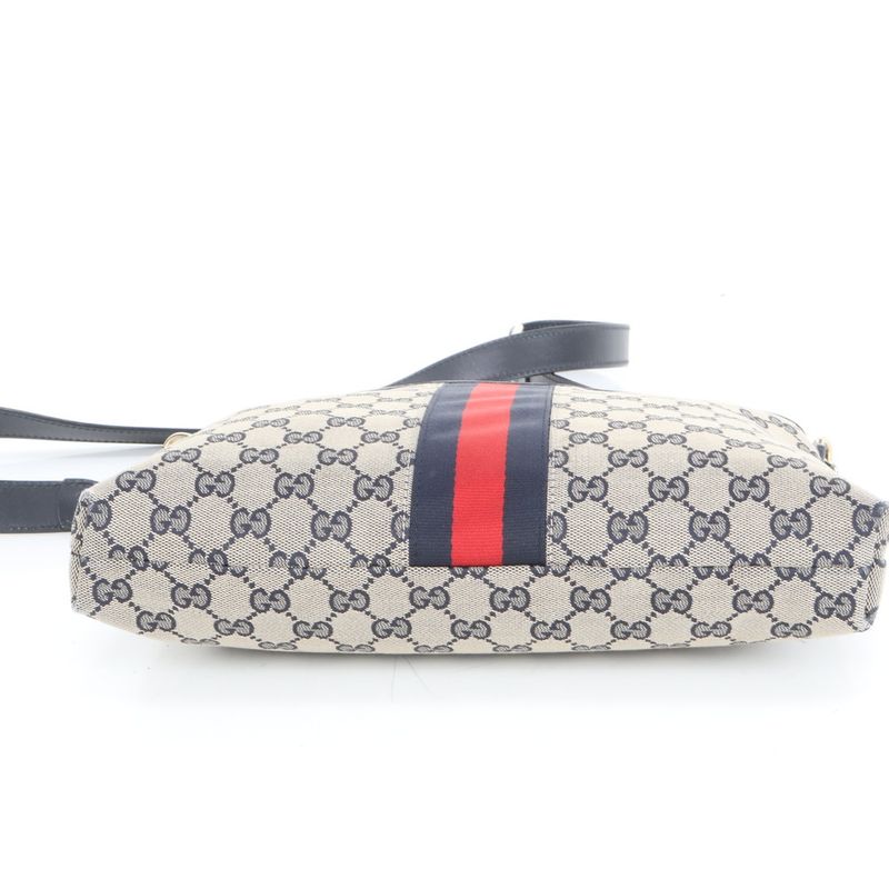 Gucci GG Canvas Sherry Line 388926 Leather Shoulder Bag Crossbody Messenger