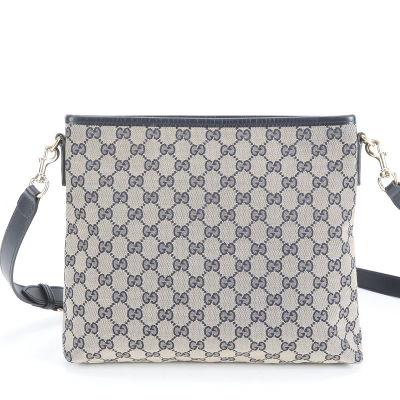 Gucci GG Canvas Sherry Line 388926 Leather Shoulder Bag Crossbody Messenger