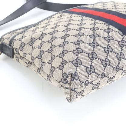 Gucci GG Canvas Sherry Line 388926 Leather Shoulder Bag Crossbody Messenger