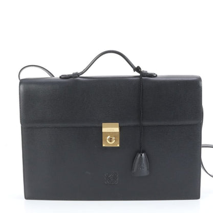 Loewe Anagram Leather Business Bag 2WAY Shoulder Briefcase Tote Commuter Black