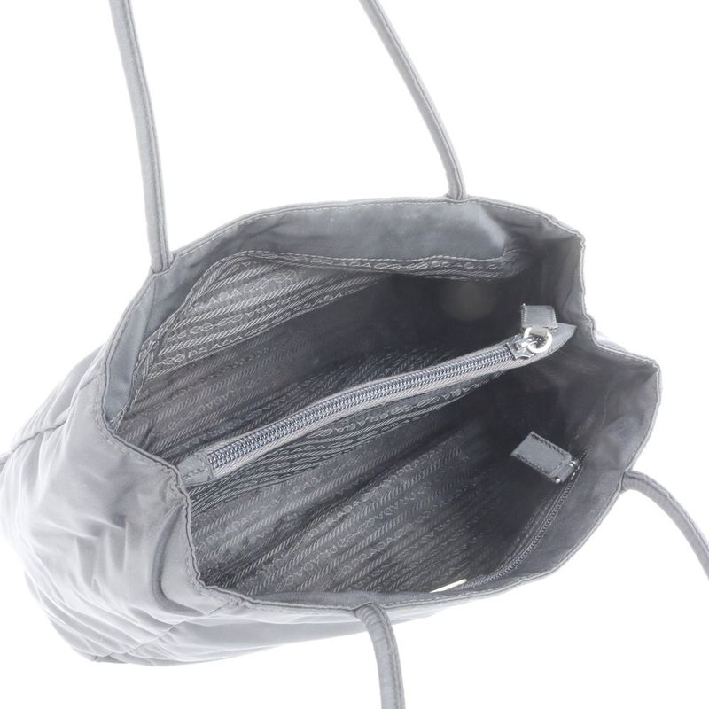 Prada Tessuto Nylon Triangle Logo Tote Bag Shoulder Black Women's RCE Db49-10