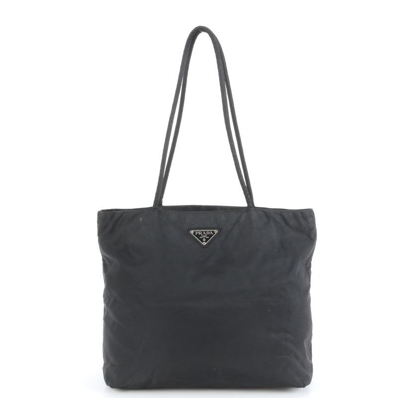 Prada Tessuto Nylon Triangle Logo Tote Bag Shoulder Black A4 Ladies RCE Db48-2