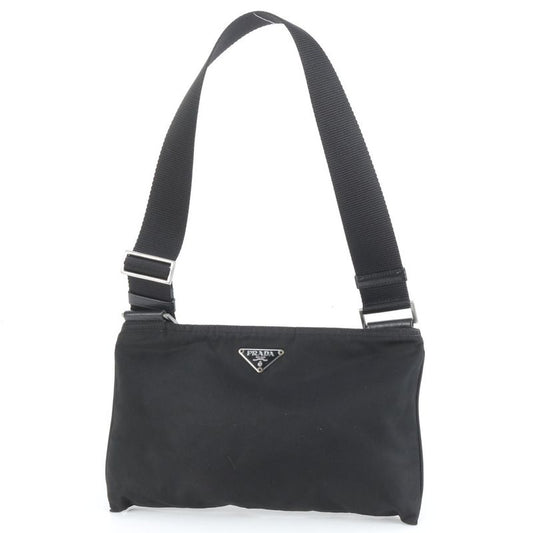 Prada Tessuto Nylon Triangle Logo Leather Shoulder Bag Crossbody Messenger