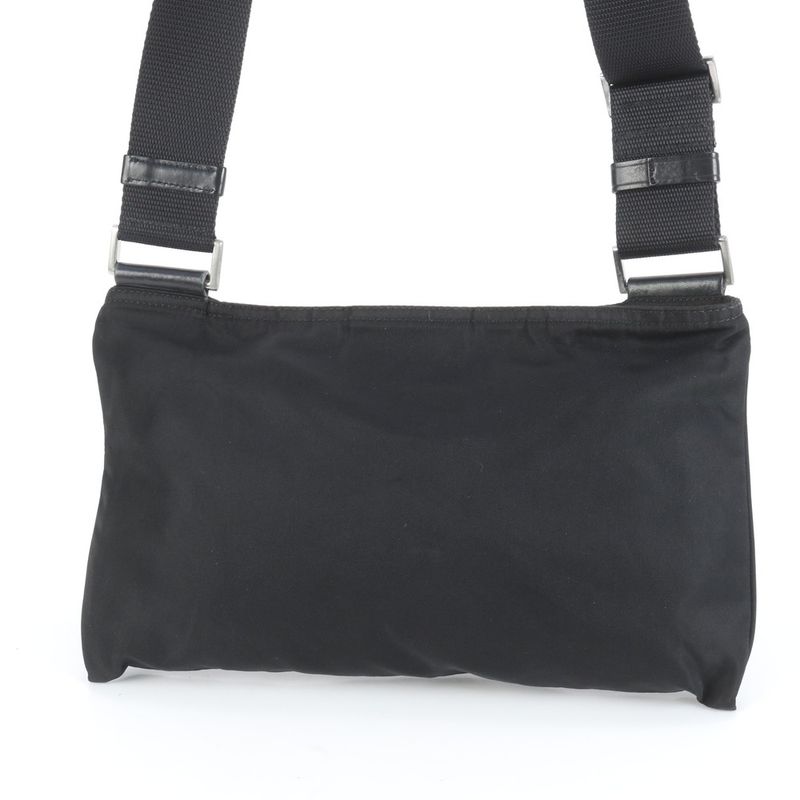Prada Tessuto Nylon Triangle Logo Leather Shoulder Bag Crossbody Messenger
