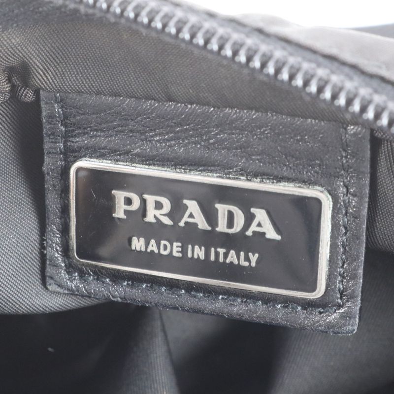 Prada Tessuto Nylon Triangle Logo Leather Shoulder Bag Crossbody Messenger