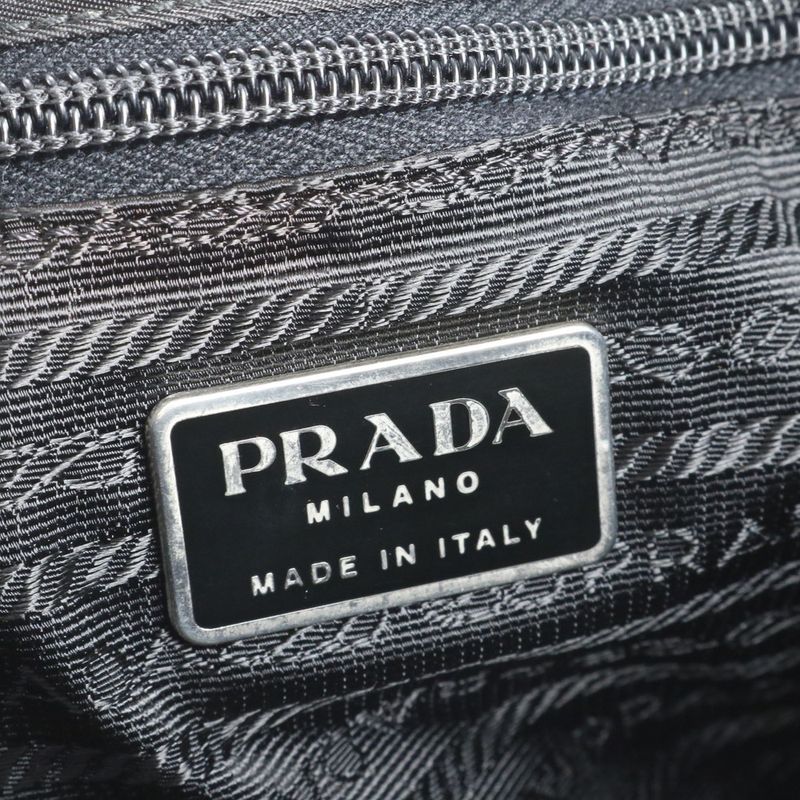 Prada Tessuto Nylon Triangle Logo Tote Bag Shoulder Black A4 Ladies RCE Db49-2