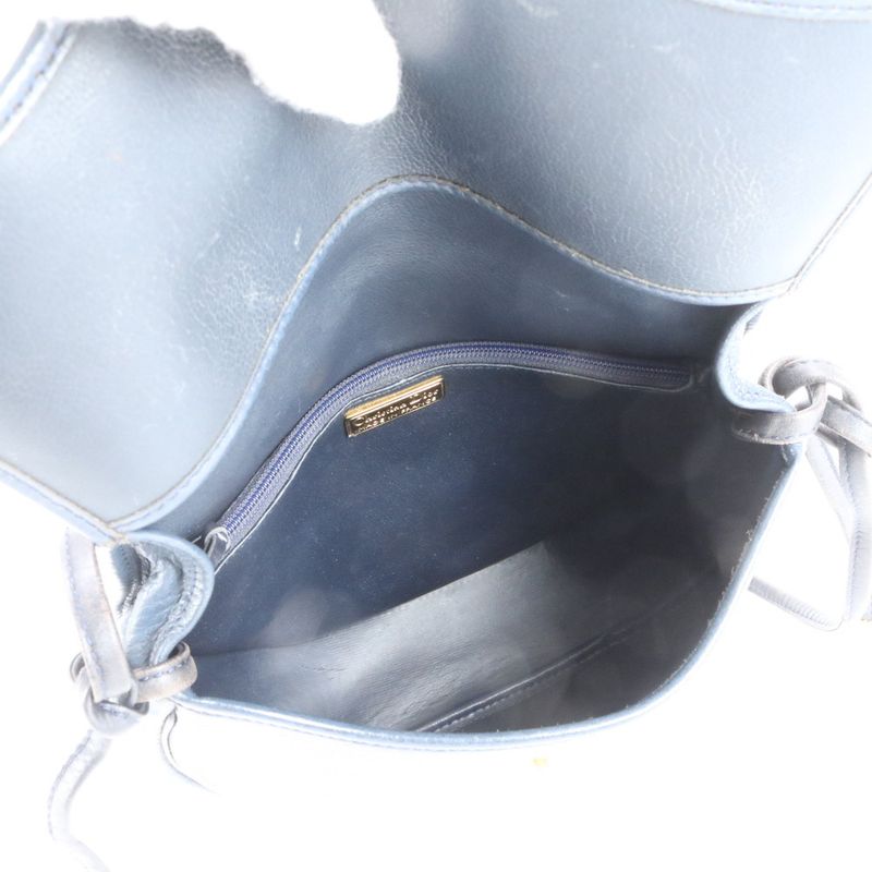 Vintage Christian Dior CD Logo Leather Shoulder Bag Crossbody Black Women RCE