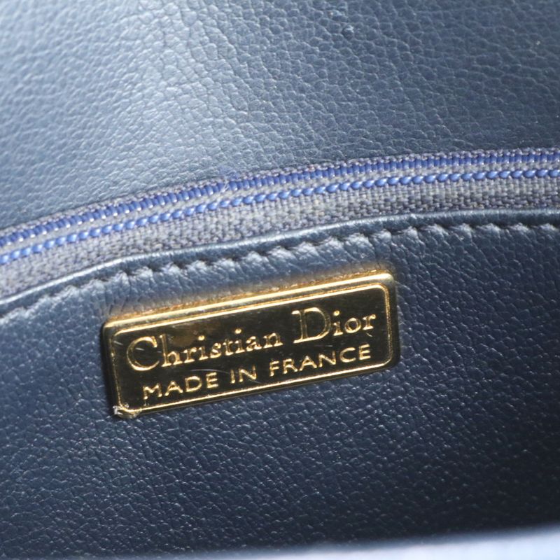 Vintage Christian Dior CD Logo Leather Shoulder Bag Crossbody Black Women RCE